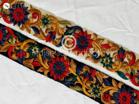 9 Yard Indian Red Embroidered Fabric 5 CM Trim Embellishment Crafting Saree Border Ribbon Sewing Doll Making Tapes Home Decor Trimmings