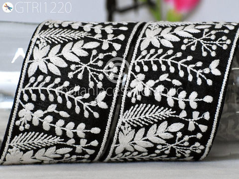 9 Yard Indian 75MM Embroidered Fabric Trim Embellishment Ribbon Cushions DIY Crafting Sari Border Wedding Saree Sewing Embroidery Dress Tape