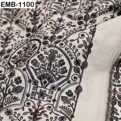 Beige Embroidered Viscose Dupioni Fabric by the Yard: Indian Wedding Dress, Costume Crafting