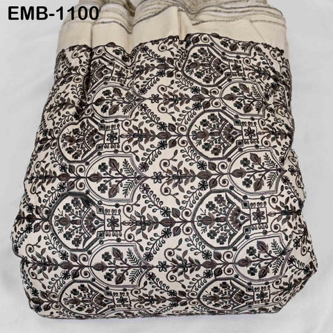 Beige Embroidered Viscose Dupioni Fabric by the Yard: Indian Wedding Dress, Costume Crafting