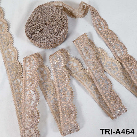 Rose Gold Gota Patti Embroidered Trim by 1 Meter: Sequined Wedding Dress Fabric (2" Wide)