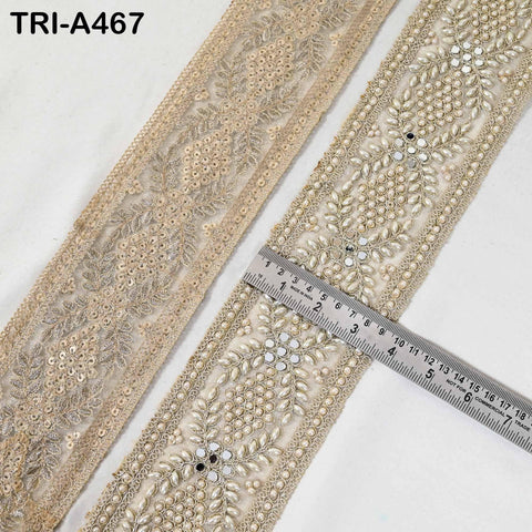 1 Meter Gold Mirror Beaded Trim: Scallop Edge Sari Border (8.89cm)