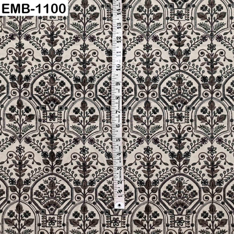 Beige Embroidered Viscose Dupioni Fabric by the Yard: Indian Wedding Dress, Costume Crafting