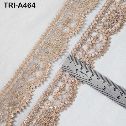 Rose Gold Gota Patti Embroidered Trim by 1 Meter: Sequined Wedding Dress Fabric (2" Wide)