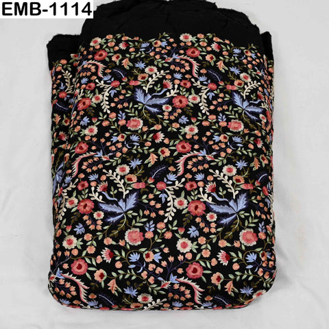 Indian Floral Embroidered Viscose Fabric: 57" Wide, Sewing & Crafts (1 Yard)