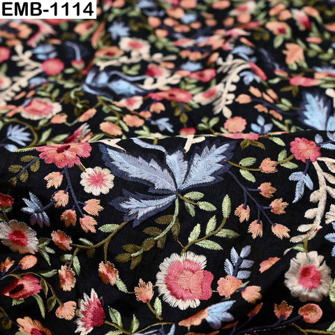 Indian Floral Embroidered Viscose Fabric: 57" Wide, Sewing & Crafts (1 Yard)