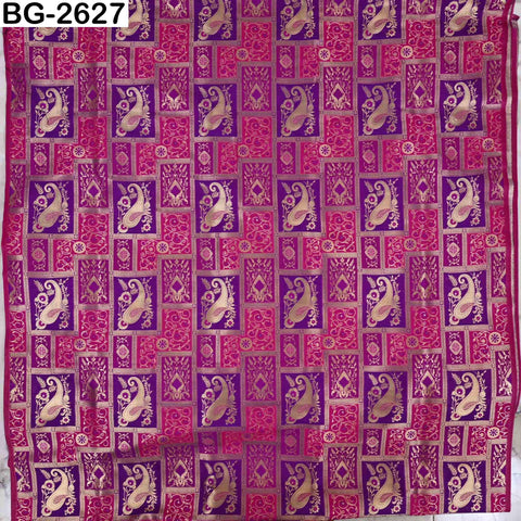 Banarasi Zari Brocade Fabric: Floral Paisley Design, Blended Silk (1 Yard)