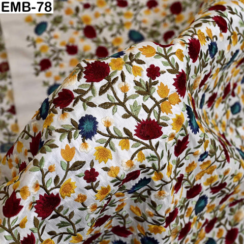 Embroidered Fabric by the Yard Sewing DIY Crafting Indian Embroidery Wedding Dresses Fabric Costumes Upholstery Cushion Covers Table Runners
