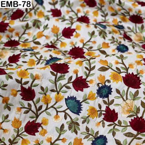 Embroidered Fabric by the Yard Sewing DIY Crafting Indian Embroidery Wedding Dresses Fabric Costumes Upholstery Cushion Covers Table Runners