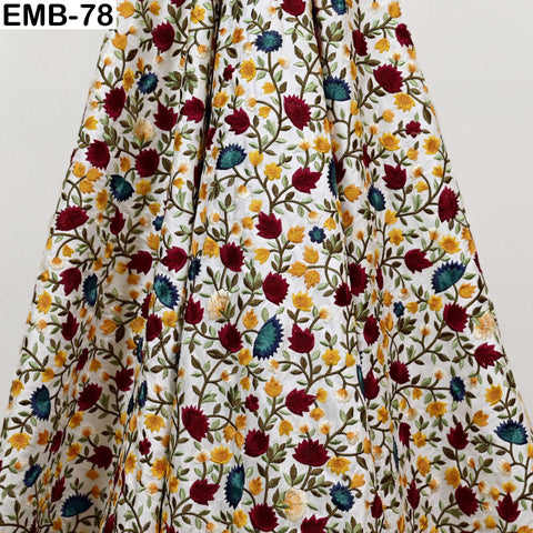 Embroidered Fabric by the Yard Sewing DIY Crafting Indian Embroidery Wedding Dresses Fabric Costumes Upholstery Cushion Covers Table Runners