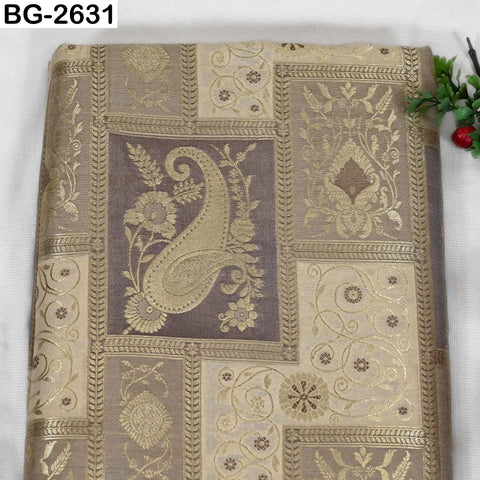 Indian Banarasi Brocade Fabric: Floral Zari Weave, Blended Silk (1 Yard)