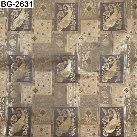Indian Banarasi Brocade Fabric: Floral Zari Weave, Blended Silk (1 Yard)
