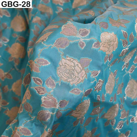 Indian Brocade Fabric by Yard: Banarasi Blended Silk, Renaissance Dress Material (1 Yard)