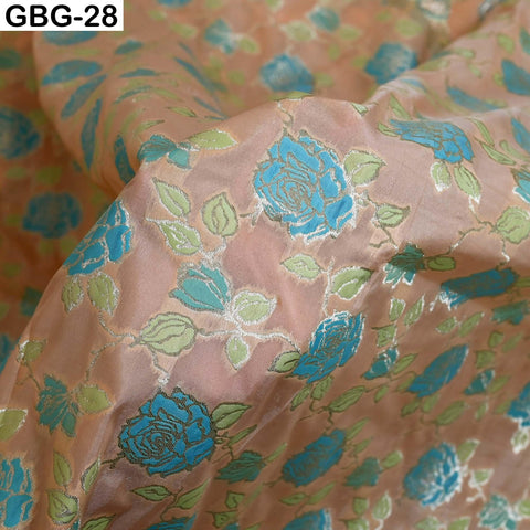 Indian Brocade Fabric by Yard: Banarasi Blended Silk, Renaissance Dress Material (1 Yard)