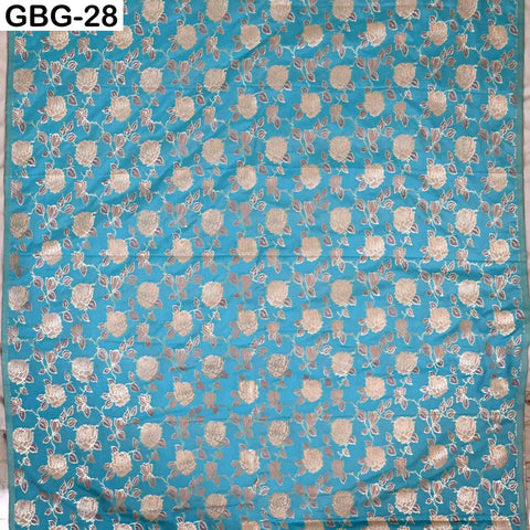 Indian Brocade Fabric by Yard: Banarasi Blended Silk, Renaissance Dress Material (1 Yard)