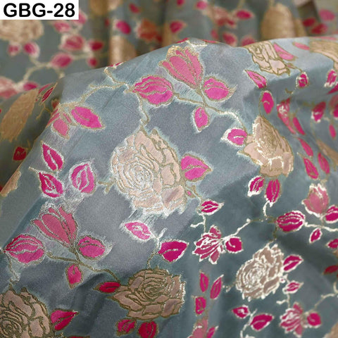 Indian Brocade Fabric by Yard: Banarasi Blended Silk, Renaissance Dress Material (1 Yard)