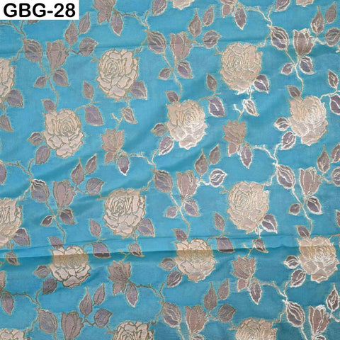 Indian Brocade Fabric by Yard: Banarasi Blended Silk, Renaissance Dress Material (1 Yard)