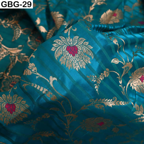 Indian Brocade Fabric by Yard: Banarasi Blended Silk, Renaissance Dress Material (1 Yard)
