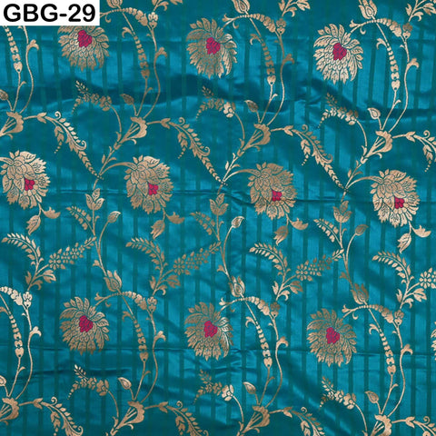 Indian Brocade Fabric by Yard: Banarasi Blended Silk, Renaissance Dress Material (1 Yard)