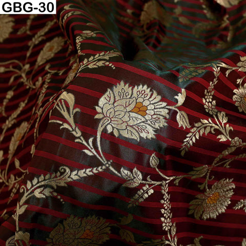 Indian Brocade Fabric by Yard: Banarasi Blended Silk, Renaissance Dress Material (1 Yard)