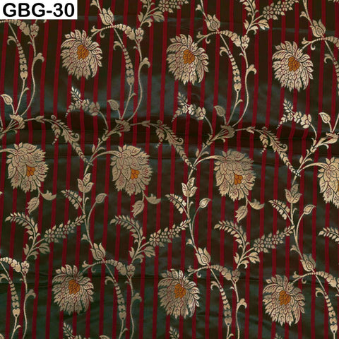 Indian Brocade Fabric by Yard: Banarasi Blended Silk, Renaissance Dress Material (1 Yard)