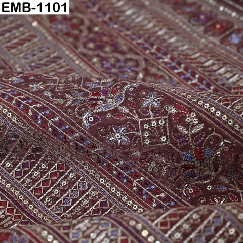Dusty Rose Embroidered Velvet Fabric by the Yard | Luxury Indian Floral Velvet | Bridal Wedding Dress Upholstery Couture Fabric