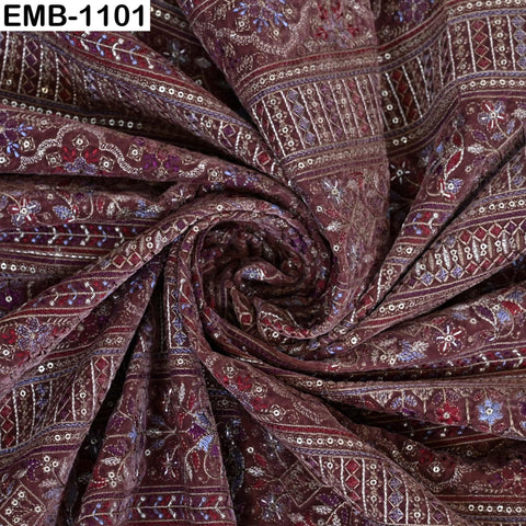 Dusty Rose Embroidered Velvet Fabric by the Yard | Luxury Indian Floral Velvet | Bridal Wedding Dress Upholstery Couture Fabric