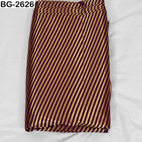 Wine Banarasi Brocade Fabric: Diagonal Stripes, Blended Silk Zari (1 Yard)
