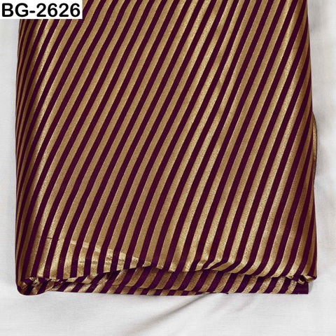 Wine Banarasi Brocade Fabric: Diagonal Stripes, Blended Silk Zari (1 Yard)