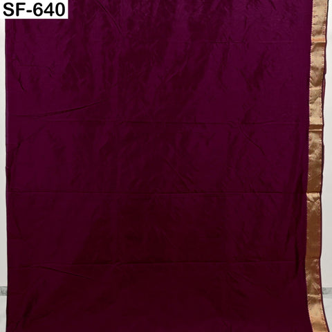 Pure Silk Brocade Fabric by Yard, Wine Gold Zari Border, Wedding Costume Home Decor