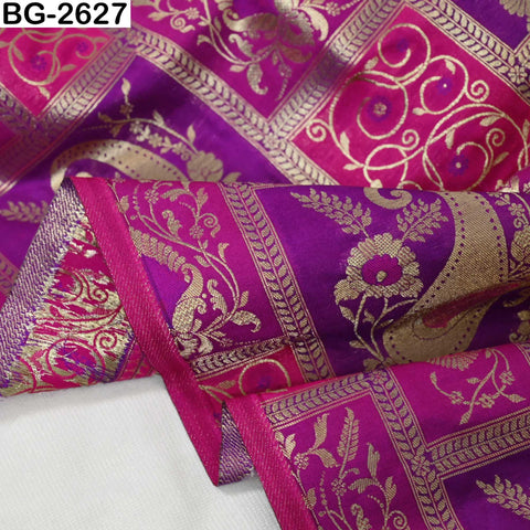 Banarasi Zari Brocade Fabric: Floral Paisley Design, Blended Silk (1 Yard)
