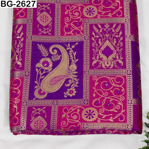Banarasi Zari Brocade Fabric: Floral Paisley Design, Blended Silk (1 Yard)