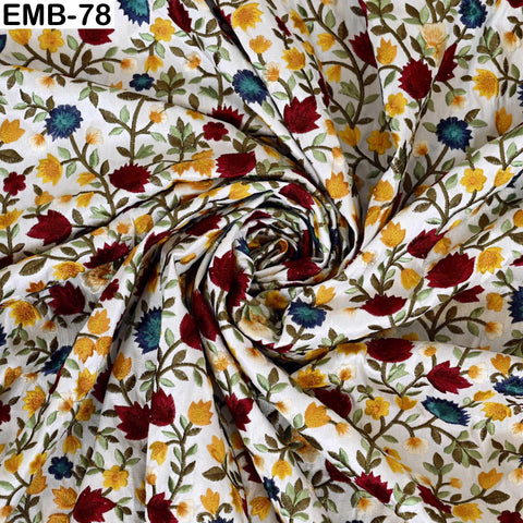Embroidered Fabric by the Yard Sewing DIY Crafting Indian Embroidery Wedding Dresses Fabric Costumes Upholstery Cushion Covers Table Runners