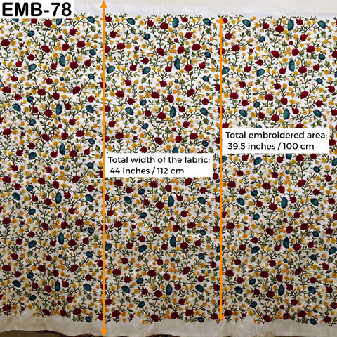 Embroidered Fabric by the Yard Sewing DIY Crafting Indian Embroidery Wedding Dresses Fabric Costumes Upholstery Cushion Covers Table Runners