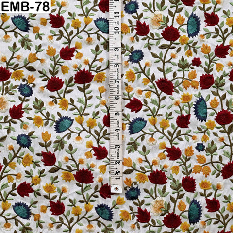 Embroidered Fabric by the Yard Sewing DIY Crafting Indian Embroidery Wedding Dresses Fabric Costumes Upholstery Cushion Covers Table Runners