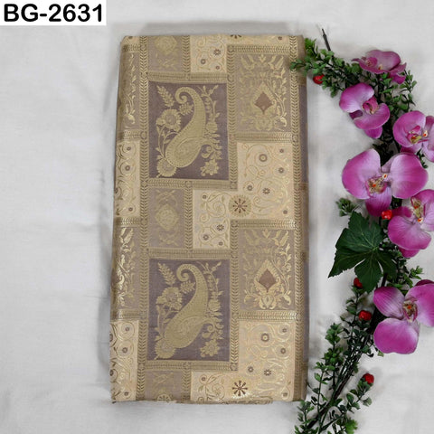 Indian Banarasi Brocade Fabric: Floral Zari Weave, Blended Silk (1 Yard)