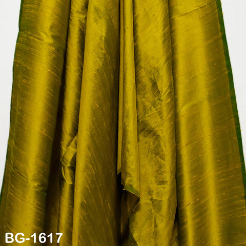 Iridescent Yellow Green Dupioni Silk Fabric: 100% Pure Raw Silk by the Yard