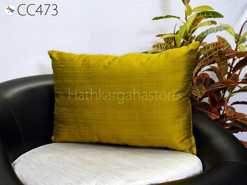 Iridescent Green Pure Silk Pillowcase Dupioni Silk Rectangle Cushion Cover Euro Sham 20x24 Inch,Luxury Home Decor House Warming Wedding Gift