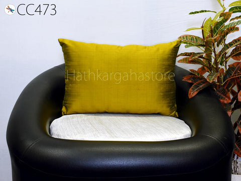 Iridescent Green Pure Silk Pillowcase Dupioni Silk Rectangle Cushion Cover Euro Sham 20x24 Inch,Luxury Home Decor House Warming Wedding Gift