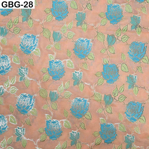 Indian Brocade Fabric by Yard: Banarasi Blended Silk, Renaissance Dress Material (1 Yard)