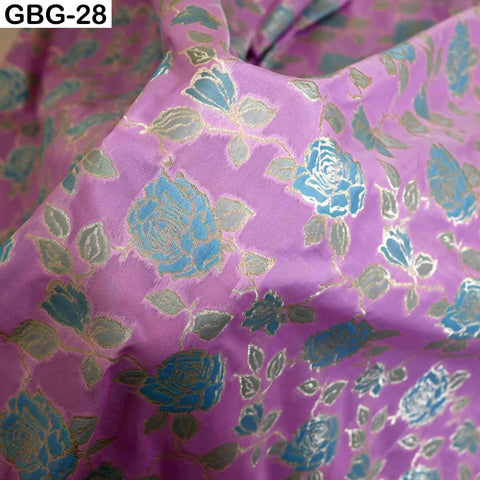 Indian Brocade Fabric by Yard: Banarasi Blended Silk, Renaissance Dress Material (1 Yard)