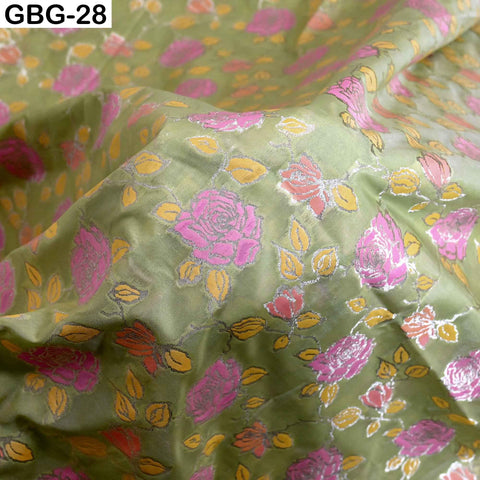 Indian Brocade Fabric by Yard: Banarasi Blended Silk, Renaissance Dress Material (1 Yard)