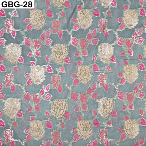 Indian Brocade Fabric by Yard: Banarasi Blended Silk, Renaissance Dress Material (1 Yard)