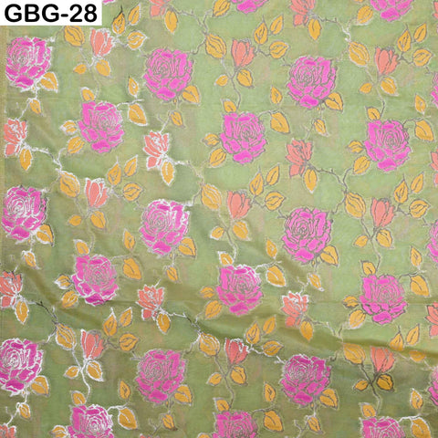 Indian Brocade Fabric by Yard: Banarasi Blended Silk, Renaissance Dress Material (1 Yard)