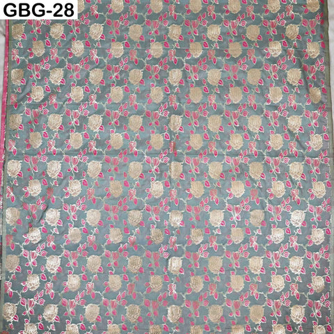 Indian Brocade Fabric by Yard: Banarasi Blended Silk, Renaissance Dress Material (1 Yard)