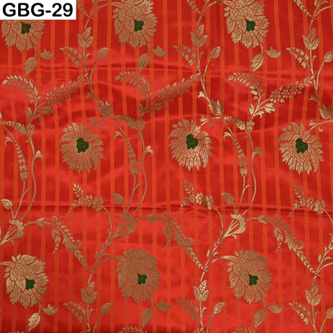 Indian Brocade Fabric by Yard: Banarasi Blended Silk, Renaissance Dress Material (1 Yard)