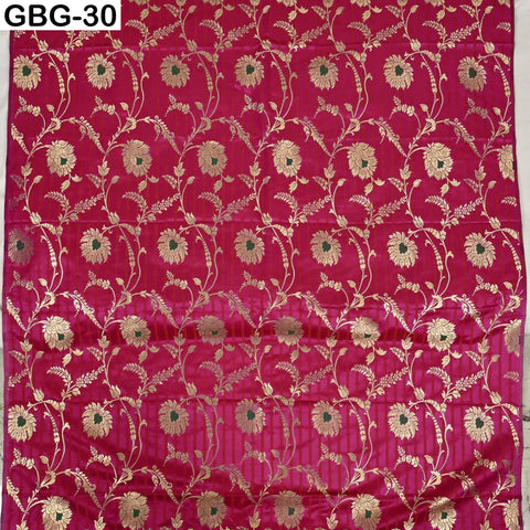 Indian Brocade Fabric by Yard: Banarasi Blended Silk, Renaissance Dress Material (1 Yard)
