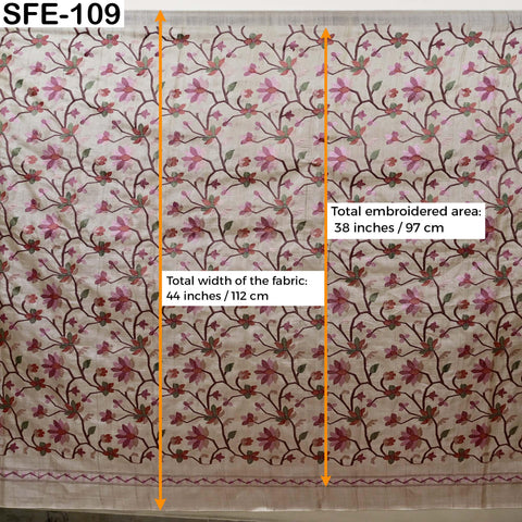 Pure Tussar Silk Embroidered Fabric by yard Indian Ivory Embroidery Raw Silk Wild Natural Handmade Peace Silk Tussah Dress Material