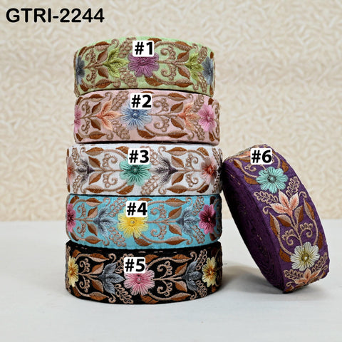 9 Yard Indian Embroidery Ribbons Embroidered Fabric Trim Embellish Saree Tape Sewing Crafting Border Wedding Dress Costume Accessories 32mm
