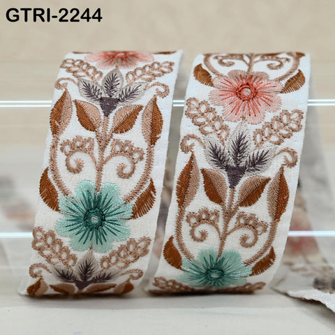 9 Yard Indian Embroidery Ribbons Embroidered Fabric Trim Embellish Saree Tape Sewing Crafting Border Wedding Dress Costume Accessories 32mm